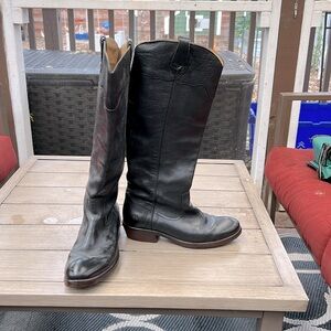Frye Black Leather Tall Riding-Style Boots, size 6